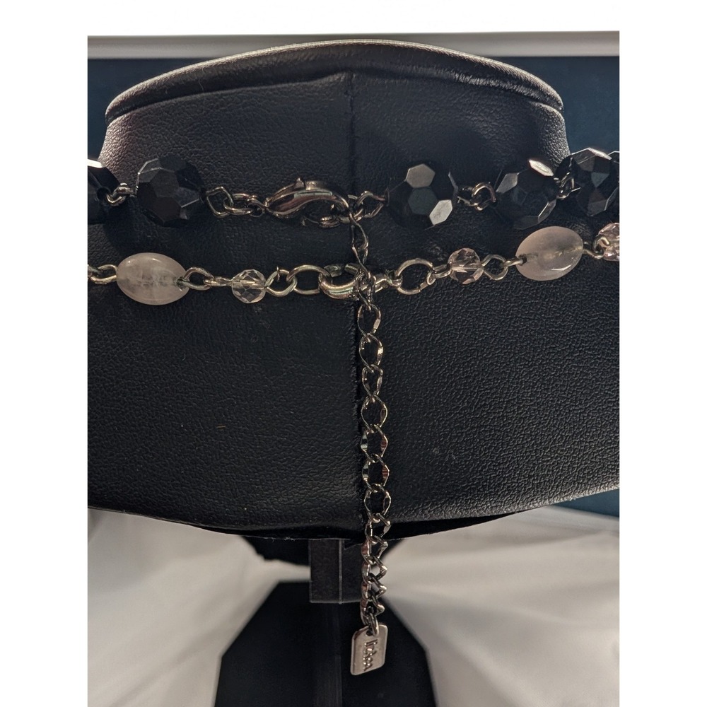 Liz & Co. Double Strand Beaded Necklace – Black Faceted Glass & Rose Quartz - Picture 4 of 6